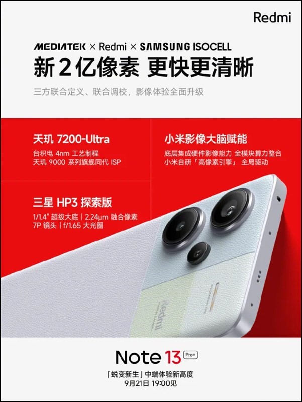 Các thông số kĩ thuật chính của Redmi Note 13 Pro+ (Ảnh: Xiaomi)