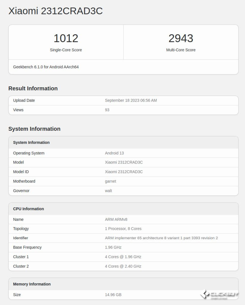 Redmi Note 13 Pro với Snapdragon 7s Gen 2 4nm, RAM 16GB xuất hiện trên Geekbench trước khi ra mắt